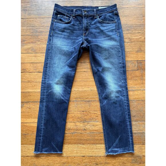 RAG & BONE ‘Jean’ Distressed Cropped Fringe Jeans Women sz 30 - Picture 1 of 14